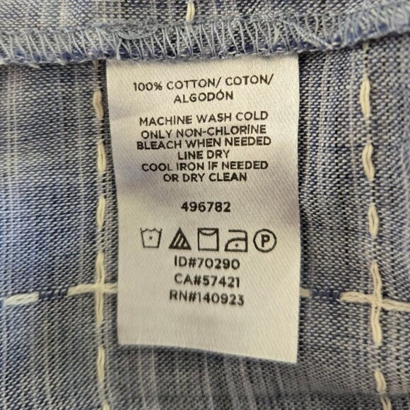 Loft Outlet Womens Medium Denim Plaid Cotton Tunic Top Long Sleeve V-Neck Collar - Picture 7 of 7